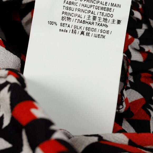 Marni Red Black Geometric Silk Ruffle Blouse - Picture 11 of 11